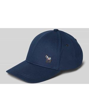 Paul Smith Basecap mit Motiv-Stitching Modell 'ZEBRA' - Blau