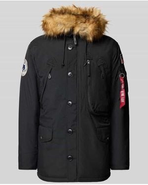 Alpha Industries Parka mit Label-Details - Schwarz