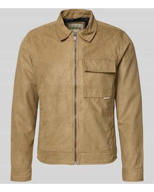 Blend Jacke in Leder-Optik mit Brusttasche Modell 'HELGER' - Grün