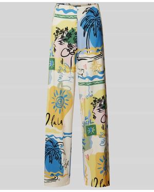 Ouí Regular Fit Stoffhose Mit Allover-Print - Blau