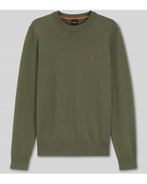 BOSS Regular Fit Strickpullover aus Baumwoll-Kaschmir-Mix - Grün