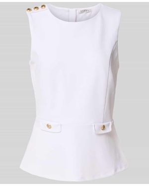 Guess Top mit Rundhalsausschnitt Modell 'AMBRE PEPLUM' - Weiß