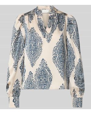 Neo Noir Regular Fit Bluse mit Tunikakragen Modell 'Rosslyn' - Blau