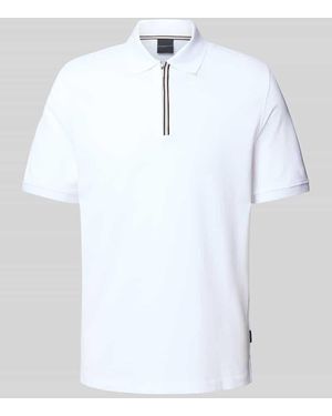 Bugatti Regular Fit Poloshirt mit Reißverschluss - Weiß