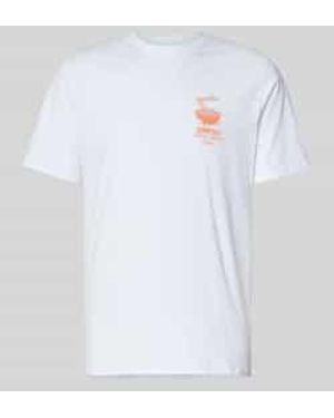 Edwin T-Shirt Met Labelprint, Model 'Ramen Palace' - Wit