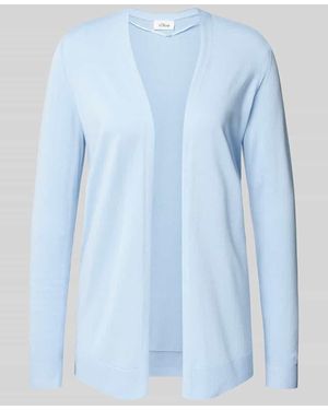 S.oliver Regular Fit Strickjacke aus Baumwoll-Viskose-Mix - Blau