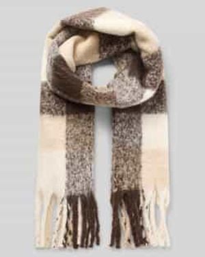 Knowledge Cotton Sjaal Met Franjes - Meerkleurig