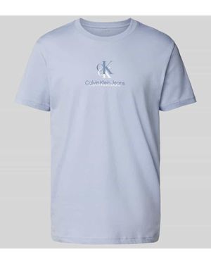 Calvin Klein T-Shirt Mit Label-Print - Blau