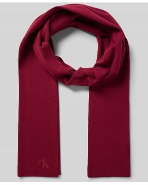 Calvin Klein Schal aus Viskose-Mix mit Logo-Stitching - Rot