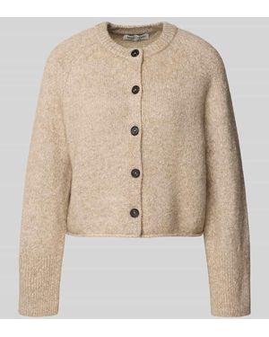 Marc O' Polo Strickjacke aus Alpaka Wolle mit Rollsaum - Natur