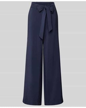 MORE&MORE Stoffhose aus Modal-Mix mit Bindegürtel - Blau
