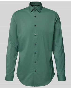 Jake*s Slim Fit Business-Hemd Mit Kentkragen - Grün