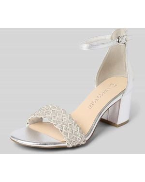 Marco Tozzi Sandaletten mit Strasssteinbesatz und Blockabsatz - Natur