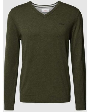 S.oliver Strickpullover mit V-Ausschnitt - Grün