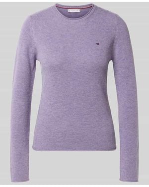 Tommy Hilfiger Slim Fit Strickpullover aus reiner Wolle - Lila