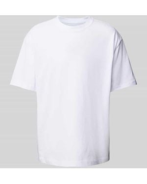 Weekday Oversized T-Shirt Mit Geripptem Rundhalsausschnitt - Weiß