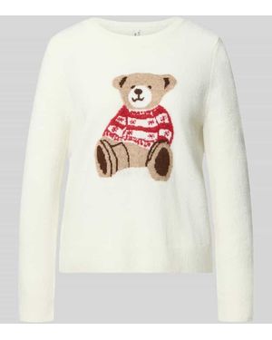 ONLY Pullover mit Hundemotiv Weihnachten - Weiß
