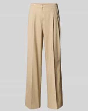 Opus Stoffen Broek Met Persplooien En Steekzakken - Naturel