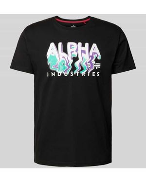 Alpha Industries T-Shirt Mit Label-Print Modell 'Nebula' - Schwarz