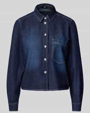 Zero Regular Fit Jeansblouse Met Borstzak - Blauw