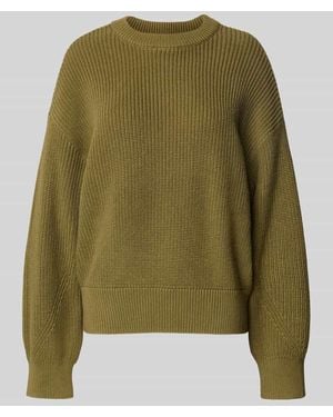 Jake*s Oversized Strickpullover mit gerippten Abschlüssen - Grün