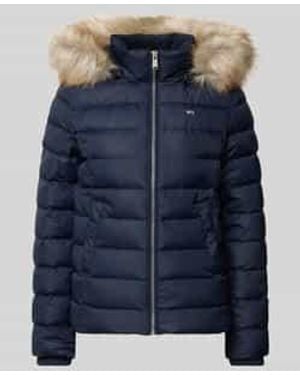Tommy Hilfiger Gewatteerd Jack Met Imitatiebont En Capuchon - Blauw