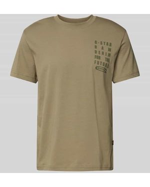 G-Star T-Shirt mit Label-Print - Grün