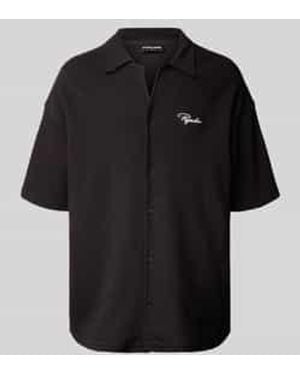 PEGADOR Relaxed Fit Vrijetijdsoverhemd Met Labelstitching - Zwart