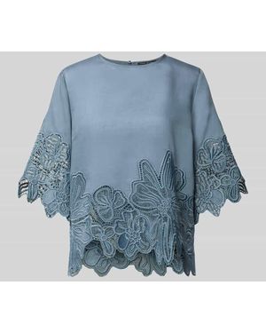 Cph Muse Blusenshirt aus Lyocell-Mix mit Spitze Modell 'MOLLY' - Blau