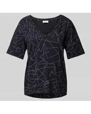 Esprit T-Shirt Met Grafisch Motief En V-Hals - Zwart