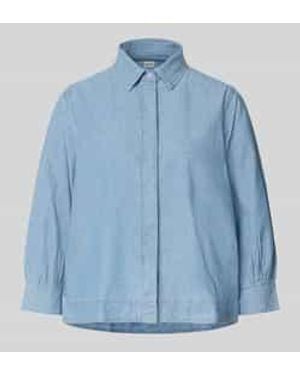 Stefanel Blouse Met Overhemdkraag En Verborgen Knoopsluiting - Blauw