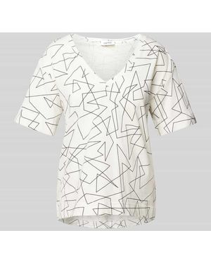 Esprit T-Shirt Mit Grafischem Muster Und V-Ausschnitt - Natur