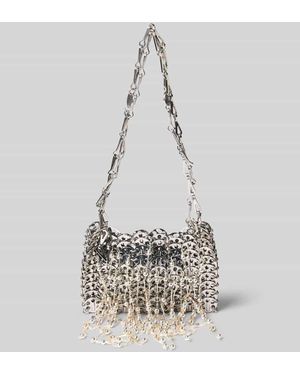 Rabanne Shoulder Bag mit Perlenbesatz - Weiß