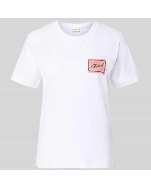 Closed T-Shirt mit Label-Patch und Rundhalsausschnitt - Weiß