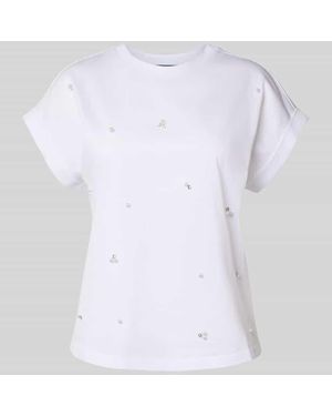 Zero T-Shirt mit Ziersteinbesatz - Weiß