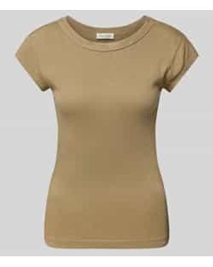 Marc O' Polo Slim Fit T-shirt Van Puur Katoen Met Geribde Ronde Hals - Naturel