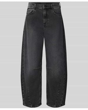 ANGELS Regular Fit Barrel Jeans aus Baumwoll-Mix Modell 'ELLY' - Schwarz