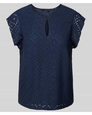 Vero Moda Regular Fit T-Shirt Mit Lochstickerei Modell 'Tassa' - Blau
