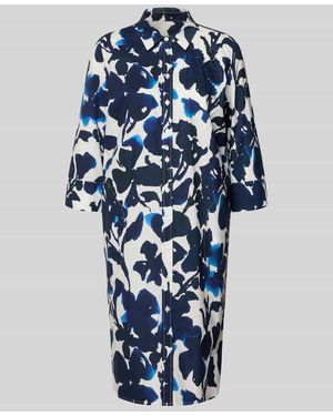 White Label Knielanges Hemdblusenkleid im Allover-Look - Blau