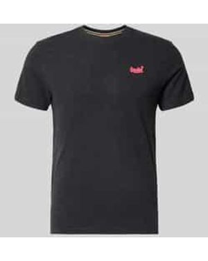 Superdry Regular Fit T-Shirt Met Gestikt Logo - Zwart
