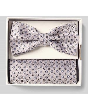 Prince BOWTIE Fliege und Einstecktuch im Set aus reiner Seide - Grau