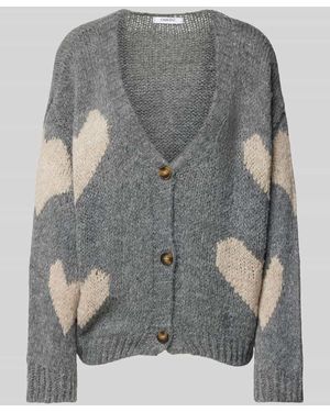 ZABAIONE Strickjacke Mit V-Ausschnitt Und Woll-Anteil - Grau