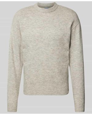 Jack & Jones Strickpullover Mit Gerippten Abschlüssen Modell 'Ollie' - Grau