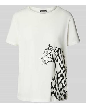 Comma, T-Shirt mit Motiv-Print und Rundhalsausschnitt - Weiß