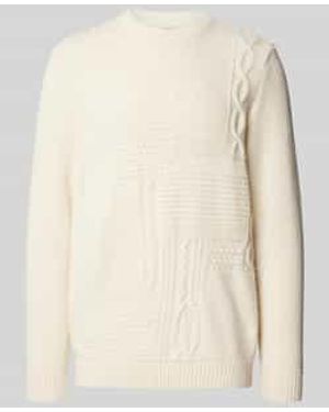 Barbour Gebreide Pullover Van Een Mix Van Wol En Katoen Met Ronde Hals - Naturel