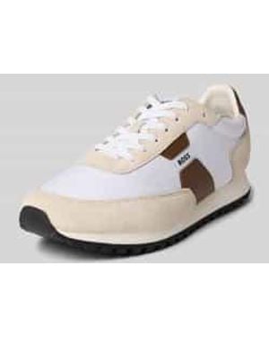 BOSS Lage Sneakers Met Leren Details - Naturel