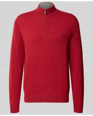 Fynch-Hatton Regular Fit Troyer aus Woll-Kaschmir-Mix - Rot