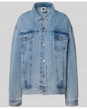 Karo Kauer Jeansjacke mit rückseitigem Label-Patch - Blau