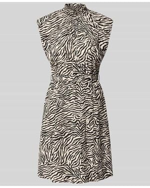 Zero Minikleid aus reiner Viskose mit Allover-Animal-Print - Schwarz