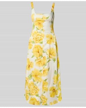 Mango Midikleid im Allover-Look Modell 'ISLAND' - Gelb